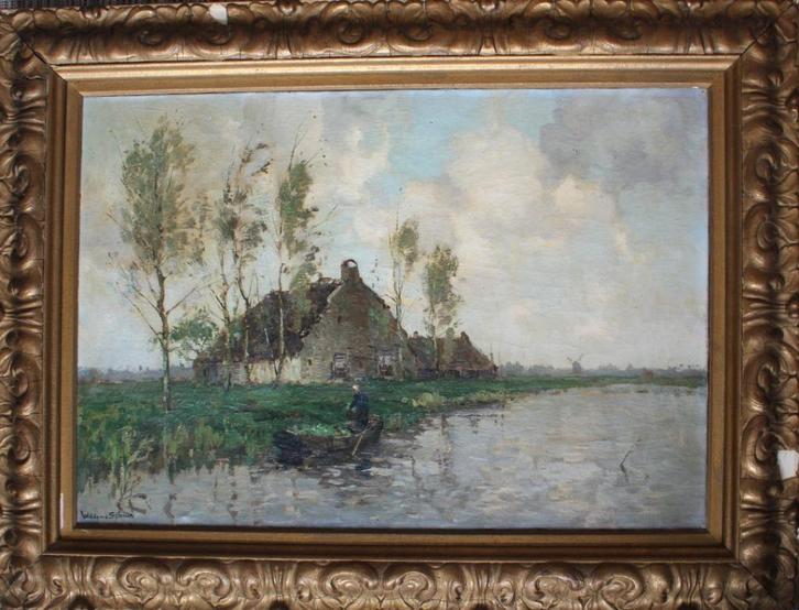 Willem van Schaik, landschap in Friesland, Berlicum., Antiek en Kunst, Kunst | Schilderijen | Klassiek, Ophalen