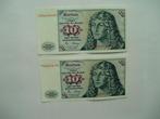 1595. Duitsland, 2 X 10 deutsche mark 1980 VF., Postzegels en Munten, Bankbiljetten | Europa | Niet-Eurobiljetten, Verzenden, Duitsland