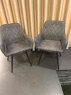 Set van 2 grijze eetkamerstoelen, Huis en Inrichting, Stoelen, Ophalen, Twee, Zo goed als nieuw, Metaal