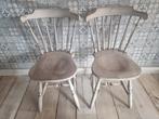 2 Witte Brocante Windsor Eetkamerstoelen, Ophalen, Gebruikt, Twee, Wit