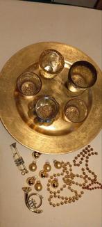 Kerst decoschaal met glazen waxinelicht houders + versiering, Ophalen of Verzenden