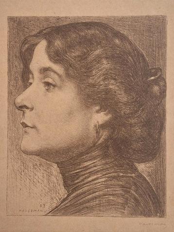 Litho van Haverman, portret van een vrouw beschikbaar voor biedingen