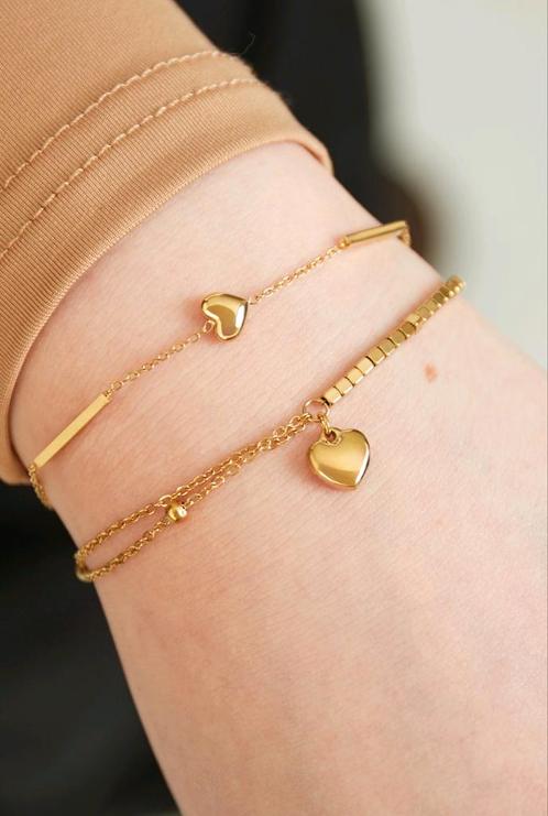 Armbandje met hartje goud zilver nieuw moederdag, Sieraden, Tassen en Uiterlijk, Armbanden, Nieuw, Zilver, Ophalen of Verzenden