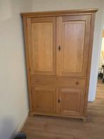 Licht massief eiken opbergkast met uitschuifbaar werkblad, Ophalen, Zo goed als nieuw