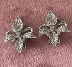 Marcasiet orchidee clips oorbellen vintage, Ophalen of Verzenden, Zo goed als nieuw, Overige materialen
