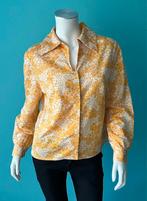Vintage jaren 70 blouse geel/wit bloemmotief maat 40, Maat 38/40 (M), Verzenden, Geel, Vintage