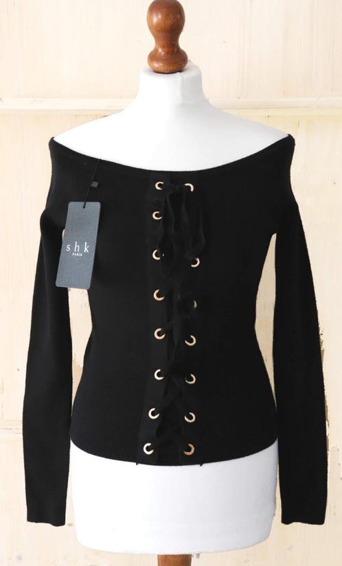 Trui met carmenhals zwart, 1 maat 34/38 (nieuw), Kleding | Dames, Truien en Vesten, Nieuw, Maat 38/40 (M), Zwart, Ophalen of Verzenden