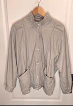 Leren jasje, grijs , bomber, 80s retro, Maat 38/40 (M), Ophalen of Verzenden, Grijs, Onbekend