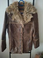 Echt Leren Jas met imitatie Bontkraag, Verzenden, Zo goed als nieuw, Maat 34 (XS) of kleiner, Bruin
