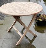 inklapbate Teakhouten tuintafel - dia 90 h73 Kings Exclusive, Tuin en Terras, Tuintafels, Ophalen, Gebruikt, Rond, Teakhout