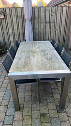 Tuinset rvs, Tuin en Terras, Tuintafels, Ophalen of Verzenden, Gebruikt, Rechthoekig, Rvs