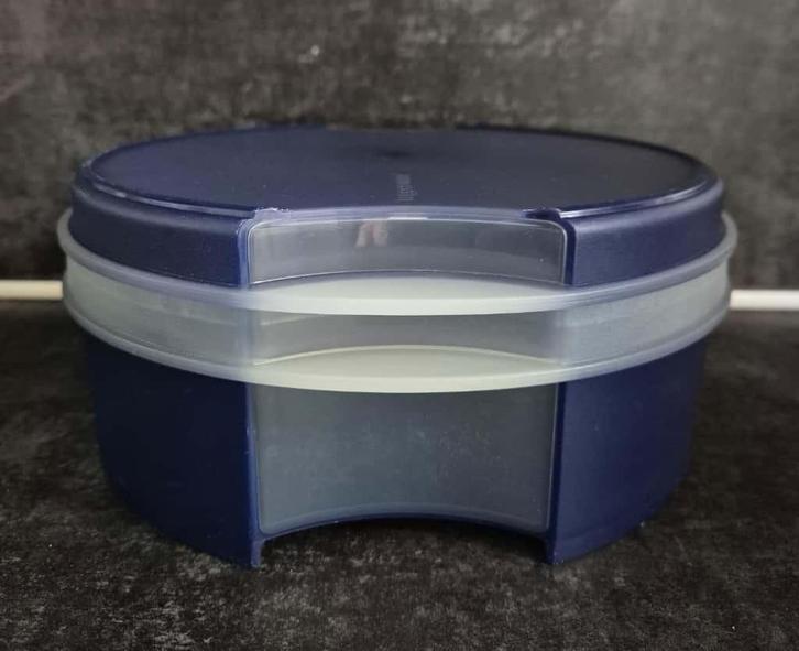 Tupperware vensterdoos koektrommel Donkerblauw, Huis en Inrichting, Keuken | Tupperware, Zo goed als nieuw, Bus of Trommel, Blauw