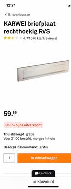 RVS briefplaat karwei. Nieuw, Tuin en Terras, Ophalen of Verzenden, Nieuw, Rvs, Brievenbusklep