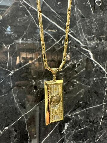 Prachtige 14k gouden ketting met Dollar hanger beschikbaar voor biedingen