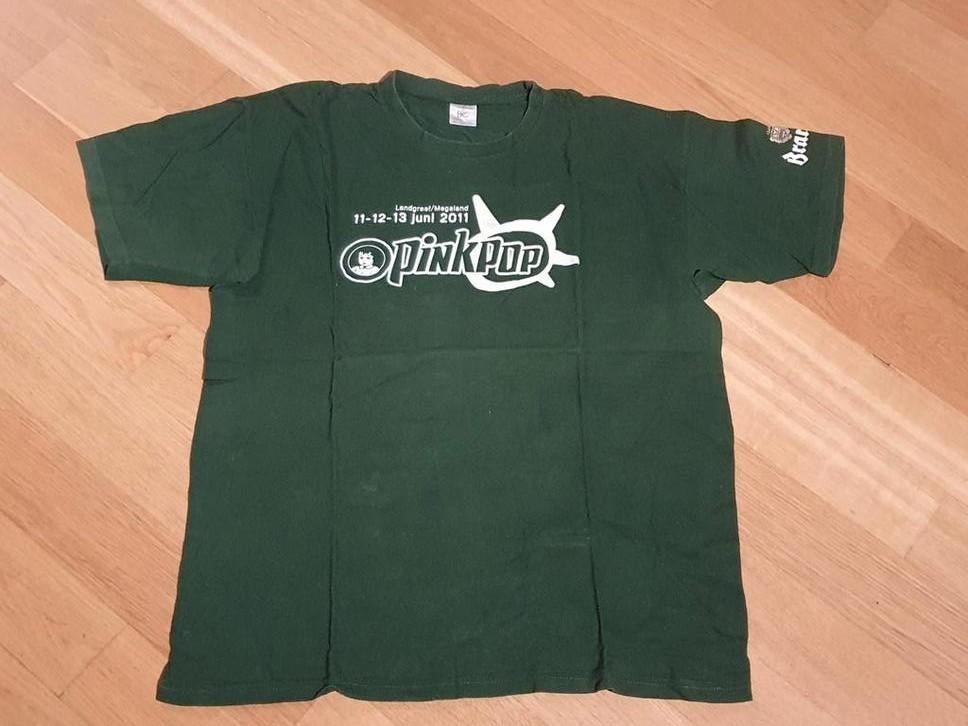 Pinkpop crew T-shirt 2011 Landgraaf, Ophalen of Verzenden, Gedragen, Maat 52/54 (L), Groen