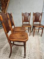 Set antieke stoelen Fischel 4 stuks beuken Thonet, Vier, Gebruikt, Ophalen of Verzenden, Bruin