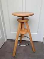 Vintage houten kruk / atelierkruk draaibaar, Ophalen of Verzenden, In hoogte verstelbaar, Gebruikt, Hout