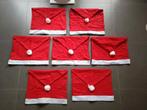 7x Kerstmuts voor rugleuning stoel kerstmis kerstdecoratie, Ophalen of Verzenden