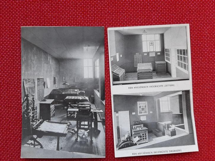 2 oude promotiekaarten Drukkerij, Amsterdam? jaren 20?, Verzamelen, Ansichtkaarten | Nederland, Ongelopen, Noord-Holland, 1920 tot 1940