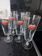 5 Vintage Amstel bierglazen op voet, Ophalen of Verzenden, Zo goed als nieuw, Glas of Glazen, Amstel