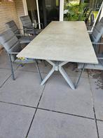 Moderne tuintafel 6-8 persoons, graniet blad, Tuin en Terras, Ophalen, Zo goed als nieuw, Rechthoekig