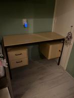 Bureau hout kleur met kastjes, Ophalen, Zo goed als nieuw, Bureau