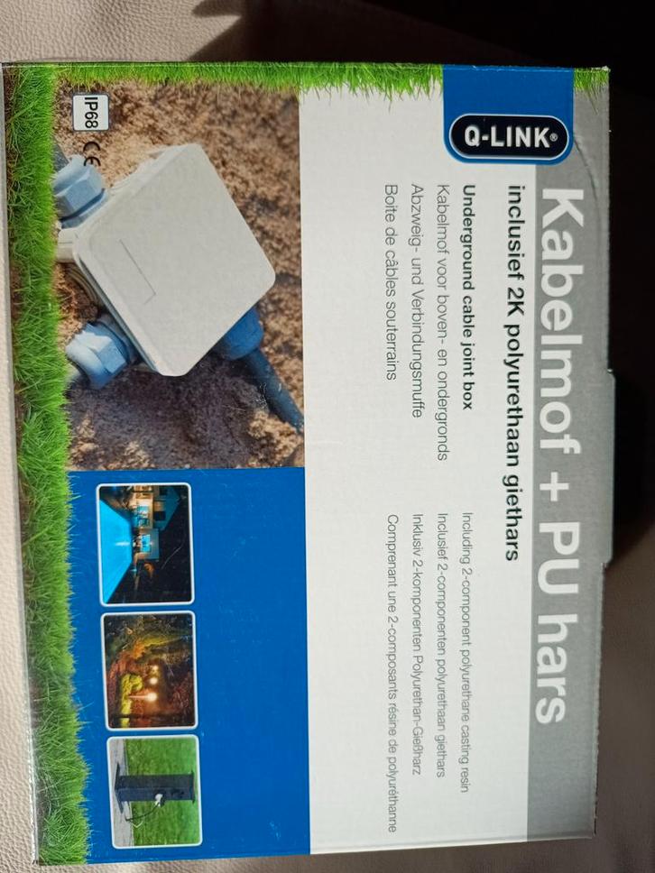 2x Q-Link Kabelmof + PU hars - Nieuw. Datum is wel verlopen, Doe-het-zelf en Verbouw, Elektra en Kabels, Nieuw, Kabel of Snoer