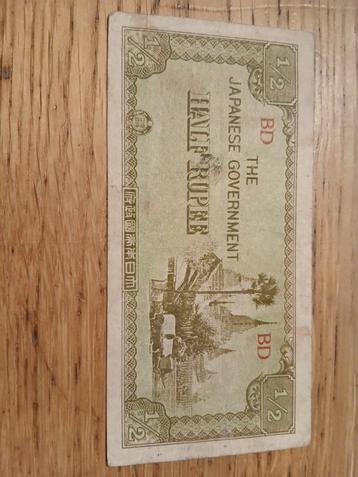 Half Rupee japanse bezetting  beschikbaar voor biedingen