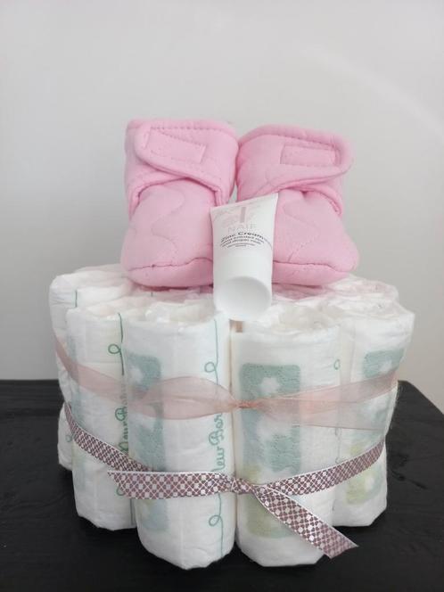 Luiertaart Slofjes roze, Kinderen en Baby's, Kraamcadeaus en Geboorteborden, Nieuw, Kraamcadeau, Ophalen of Verzenden