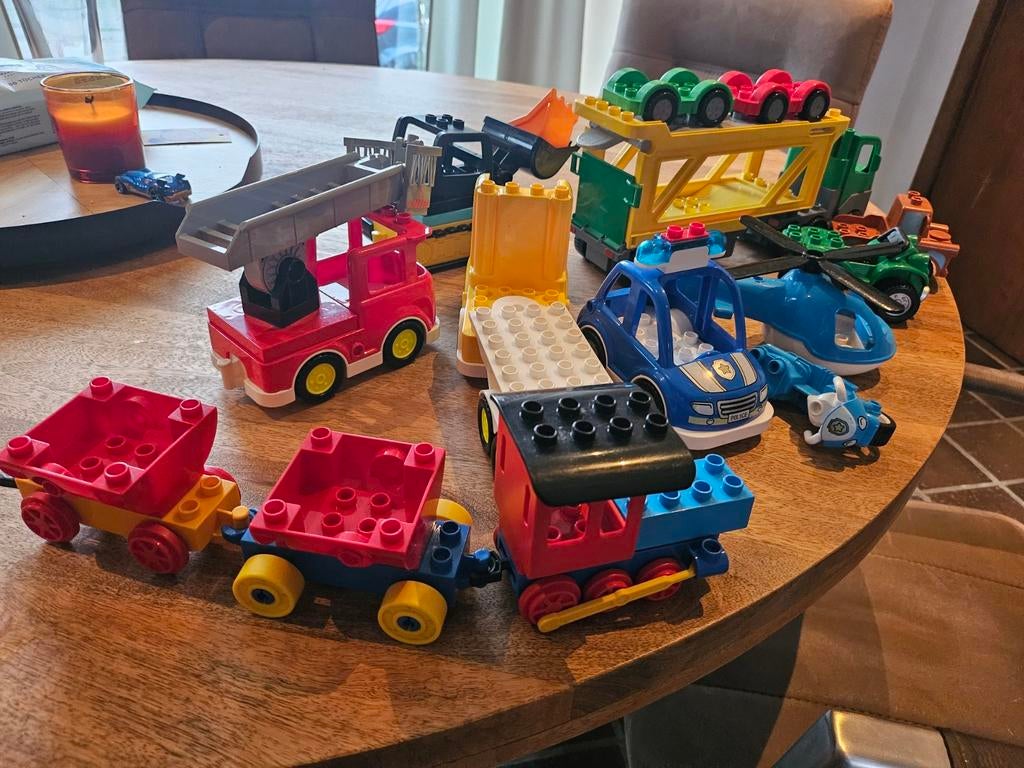 Grote Duplo set met voertuigen en bouwstenen, Ophalen of Verzenden, Zo goed als nieuw, Losse stenen, Duplo