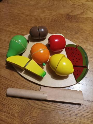 Houten snij fruit incl mes en snijplank beschikbaar voor biedingen