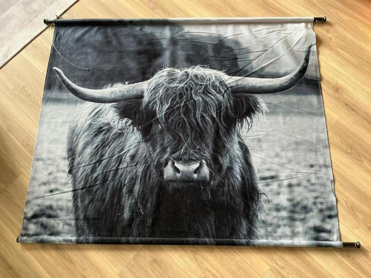 wanddoek / textielposter Schotse hooglander, Huis en Inrichting, Woonaccessoires | Wanddecoraties, Gebruikt, Ophalen