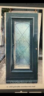 Jaren 30 voordeur hardhout  , geslepen glas, Doe-het-zelf en Verbouw, Deuren en Horren, Gebruikt, Buitendeur, 200 tot 215 cm, Glas