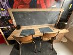 Stoere steigerhouten werkplek met groot krijtbord, Huis en Inrichting, Ophalen, Gebruikt, Bureau