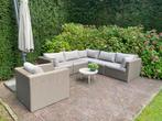Leuke loungeset taupe in goede staat, Ophalen, Gebruikt, 6 zitplaatsen, Loungeset