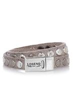 Legend grijs leren wikkelarmband armband met studs. Stoer!, Nieuw, Grijs, Met bedels of kralen, Leer