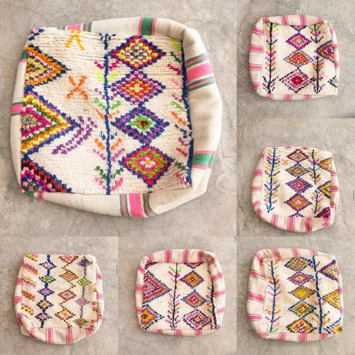 Berber poef, Huis en Inrichting, Banken | Voetenbanken en Poefen, Nieuw, 50 tot 75 cm, Vierkant, Ophalen of Verzenden