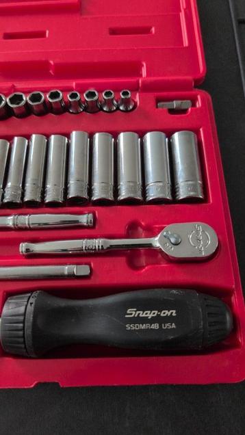 Snap-On Ratel-set 1/4 doppen set zeer mooi! beschikbaar voor biedingen