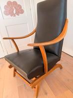 Vintage Schommelstoel Hout & Skai, Huis en Inrichting, Fauteuils, Ophalen, Gebruikt, 75 tot 100 cm, 50 tot 75 cm