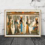 Egyptische Vrouwen Poster / Egypte Oudheid Perkament Decor, Huis en Inrichting, Woonaccessoires | Schilderijen, Tekeningen en Foto's