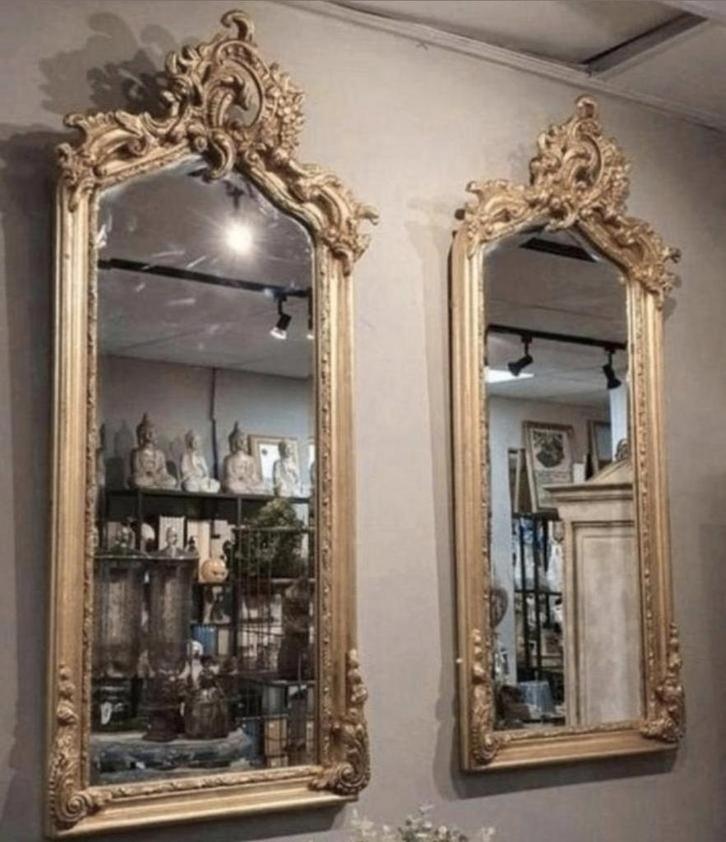 Barok Spiegels - Frans Brocante, Verguld, Antiek en Kunst, Antiek | Spiegels, Rechthoekig, Ophalen