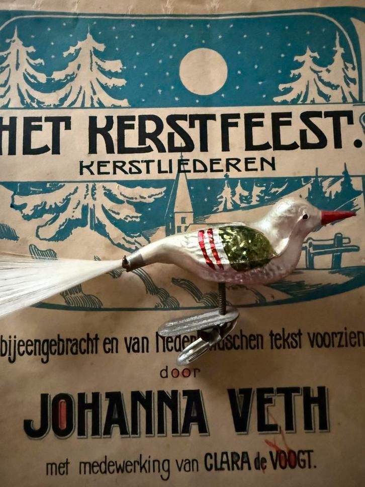 Antiek kerst vogeltje op knijper, Diversen, Kerst, Gebruikt, Ophalen of Verzenden
