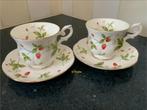 2x Royal Canterbury Strawberry Field Kop & Schotel, Huis en Inrichting, Keuken | Servies, Ophalen of Verzenden, Zo goed als nieuw