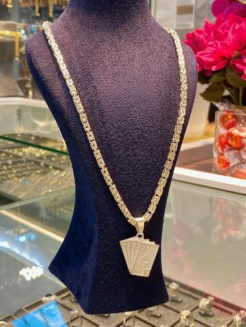 925 Zilveren Ketting & Poker hanger beschikbaar voor biedingen