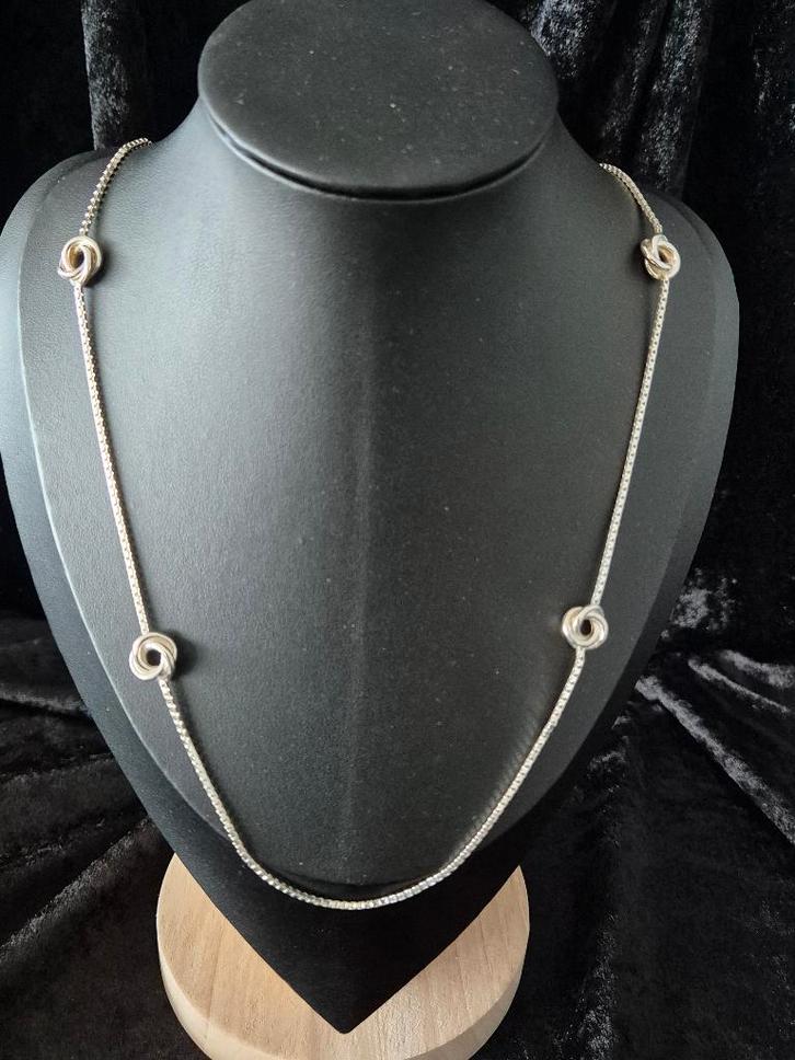 Zilveren ketting 223 venetiaanse schakel 80cm, Sieraden, Tassen en Uiterlijk, Kettingen, Zo goed als nieuw, Zilver, Zilver, Ophalen of Verzenden