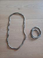 Buigzame metalen halsketting en armband, snake., Sieraden, Tassen en Uiterlijk, Ophalen of Verzenden, Zo goed als nieuw, Zilver