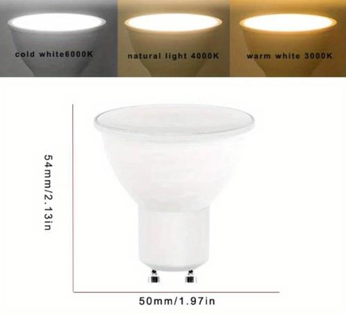 Set van 8pcs LED Bulbs GU10 3W Drie Kleuren in een lamp, Huis en Inrichting, Lampen | Losse lampen, Nieuw, Led-lamp, Ophalen of Verzenden