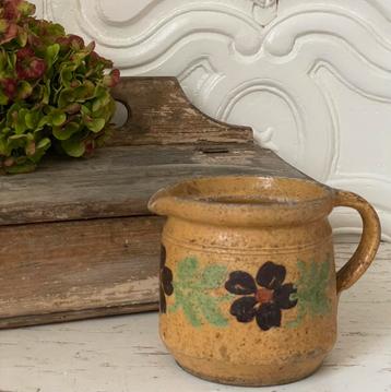 Brocante oud grespotje / gres potje bloem beschikbaar voor biedingen