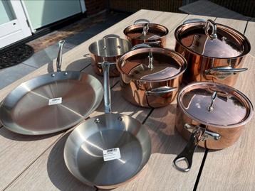 Mauviel 150S koperen pannenset – 7 pannen + 4 deksels nieuw beschikbaar voor biedingen