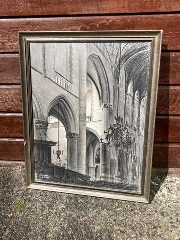 Grote Kerk te Haarlem schets gemaakt in 1945